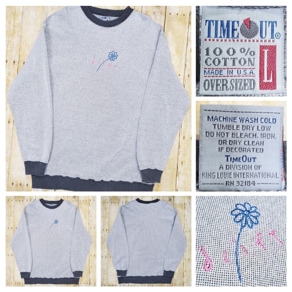 Vintage Time Out DRIFT 90s Streetwear Sweatshirt Embrpodered Men's L Made in USA